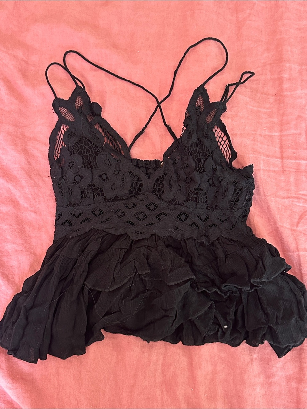 Free People Black Crochet Ruffle Tank - Picture 3 of 5
